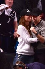 OLIVIA WILDE and Jason Sudeikis at Brooklyn Nets Game in New York