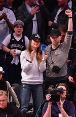 OLIVIA WILDE and Jason Sudeikis at Brooklyn Nets Game in New York