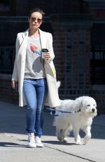 OLIVIA WILDE Walks Her Dog Out in New York