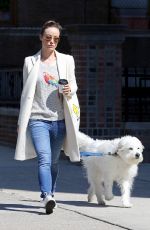 OLIVIA WILDE Walks Her Dog Out in New York