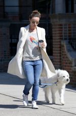 OLIVIA WILDE Walks Her Dog Out in New York