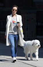 OLIVIA WILDE Walks Her Dog Out in New York