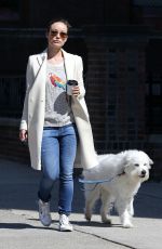 OLIVIA WILDE Walks Her Dog Out in New York