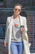 OLIVIA WILDE Walks Her Dog Out in New York