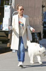 OLIVIA WILDE Walks Her Dog Out in New York