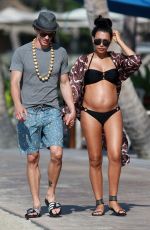 Pregnant NAYA RIVERA in Bikini Out and About in Hawaii