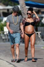 Pregnant NAYA RIVERA in Bikini Out and About in Hawaii