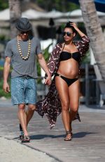 Pregnant NAYA RIVERA in Bikini Out and About in Hawaii