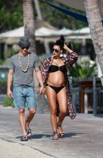 Pregnant NAYA RIVERA in Bikini Out and About in Hawaii