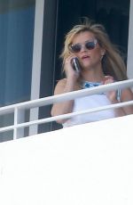 REESE WITHERSPOON at a Hotel Balcony in Miami 04/20/2015