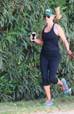 REESE WITHERSPOON with Her Dog Out Jogging in Brentwood