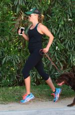 REESE WITHERSPOON with Her Dog Out Jogging in Brentwood