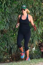 REESE WITHERSPOON with Her Dog Out Jogging in Brentwood