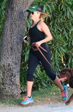 REESE WITHERSPOON with Her Dog Out Jogging in Brentwood