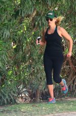 REESE WITHERSPOON with Her Dog Out Jogging in Brentwood