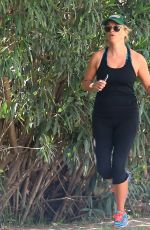 REESE WITHERSPOON with Her Dog Out Jogging in Brentwood