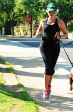REESE WITHERSPOON with Her Dog Out Jogging in Brentwood