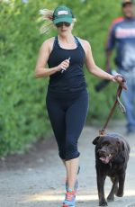REESE WITHERSPOON with Her Dog Out Jogging in Brentwood