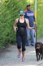 REESE WITHERSPOON with Her Dog Out Jogging in Brentwood