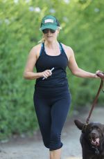 REESE WITHERSPOON with Her Dog Out Jogging in Brentwood