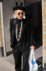 RITA ORA in Black Suit Out in London