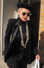 RITA ORA in Black Suit Out in London