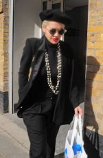 RITA ORA in Black Suit Out in London