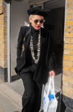 RITA ORA in Black Suit Out in London