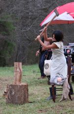 SELENA GOMEZ on the Set of Dubious Battle in Atlanta