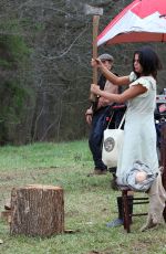 SELENA GOMEZ on the Set of Dubious Battle in Atlanta