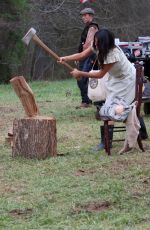 SELENA GOMEZ on the Set of Dubious Battle in Atlanta