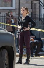 SOPHIA BUSH on the Set of Chicago PD in Chicago