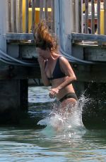 UMA THURMAN in Bikini at a Beach in Miami