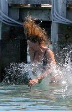 UMA THURMAN in Bikini at a Beach in Miami