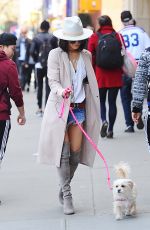 VANESSA HUDGENS Walks Her Dog at Washington Square Park in New York
