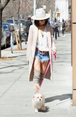 VANESSA HUDGENS Walks Her Dog at Washington Square Park in New York