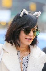 VANESSA HUDGENS Waring Cat Eats Out in New York