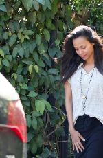 ZOE SALDANA Leaves Ago Restaurant in West Hollywood