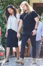ZOE SALDANA Leaves Ago Restaurant in West Hollywood