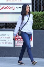ZOE SALDANA Out and About in Hollywood 04/26/2015