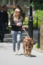 AMANDA SEYFRIED Out for a Walk with Her Dog Finn in New York 05/23/2015