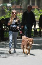 AMANDA SEYFRIED Out for a Walk with Her Dog Finn in New York 05/23/2015