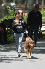 AMANDA SEYFRIED Out for a Walk with Her Dog Finn in New York 05/23/2015