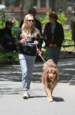 AMANDA SEYFRIED Out for a Walk with Her Dog Finn in New York 05/23/2015