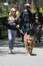 AMANDA SEYFRIED Out for a Walk with Her Dog Finn in New York 05/23/2015