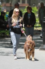 AMANDA SEYFRIED Out for a Walk with Her Dog Finn in New York 05/23/2015