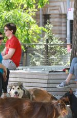 AMANDA SEYFRIED Out for a Walk with Her Dog Finn in New York 05/23/2015