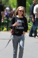 AMANDA SEYFRIED Out for a Walk with Her Dog Finn in New York 05/23/2015