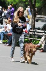 AMANDA SEYFRIED Out for a Walk with Her Dog Finn in New York 05/23/2015