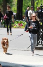 AMANDA SEYFRIED Out for a Walk with Her Dog Finn in New York 05/23/2015